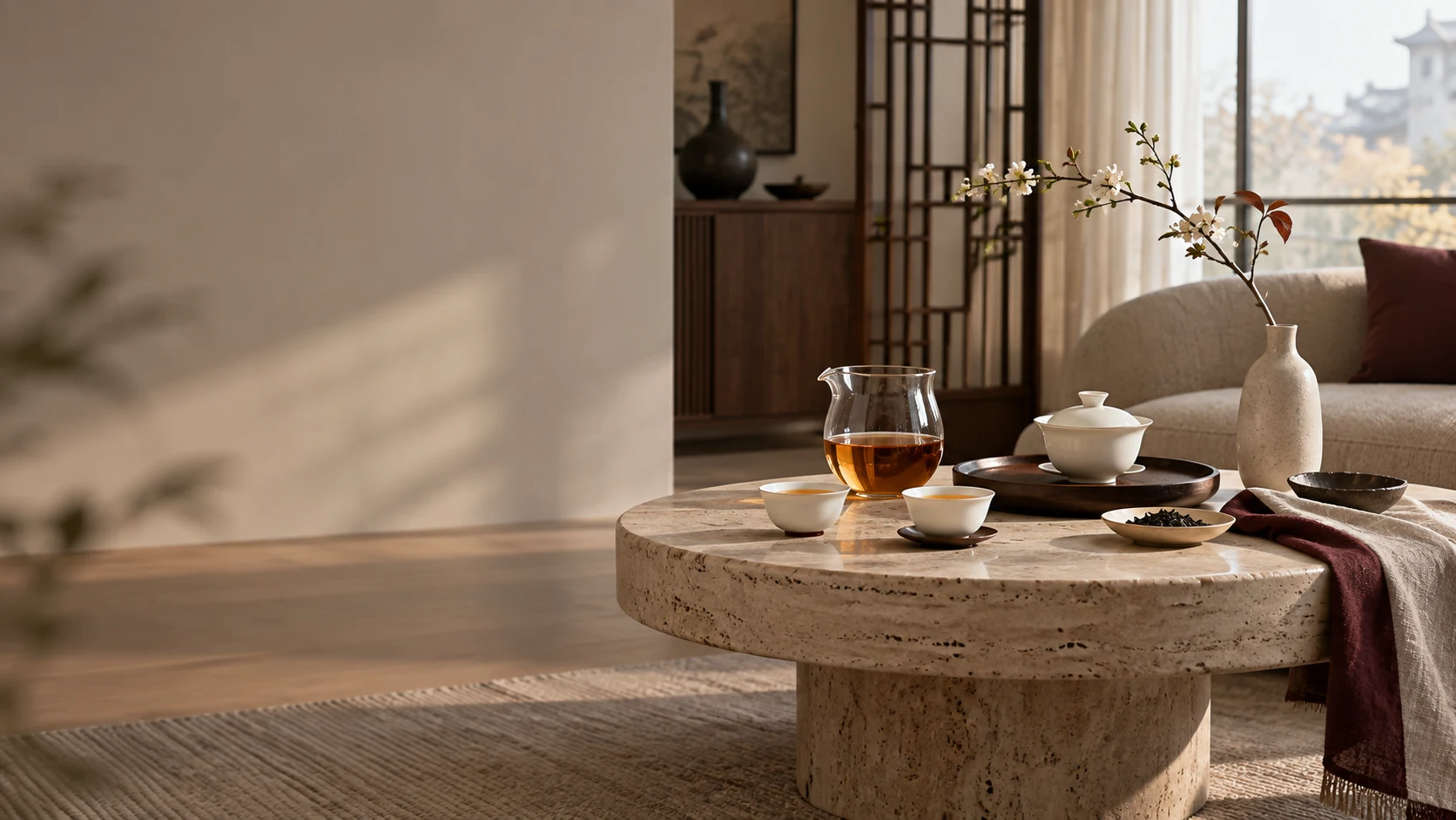 Modern tea ritual in an elegant European home